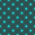 Light turquoise stars on dark turquoise background. Seamless pattern. Abstract.